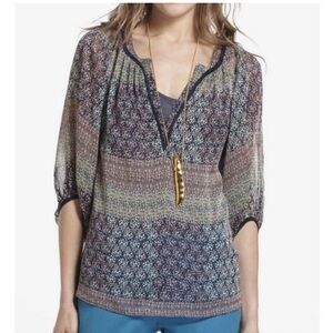 Maeve Anthropologie Poppy Ditsy Sheer Boho Multicolored Blouse Top. Size X Small
